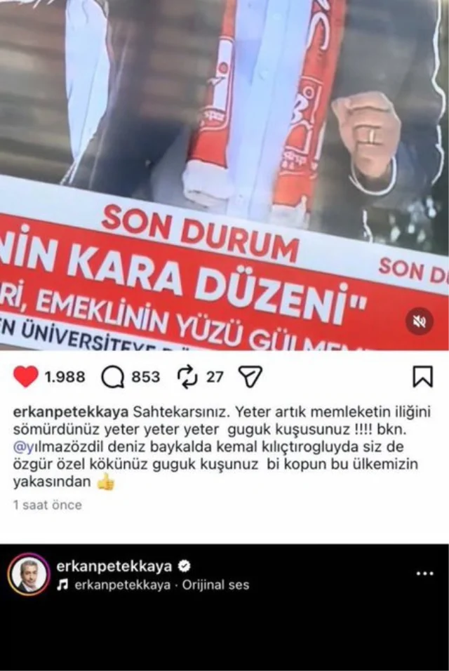 Erkan Petekkaya Chp Liderlerini Hedef Aldı Paylaşımını Apar Topar Sildi!