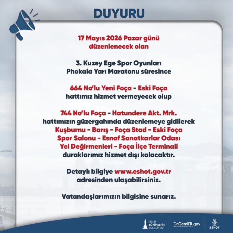 ESHOT duyurdu: Foça’da toplu ulaşıma maraton ayarı-1