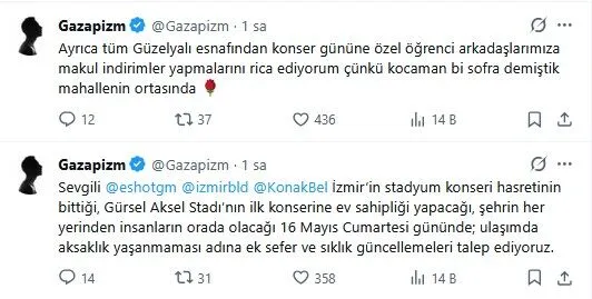 Konak Belediyesi’nden Gazapizm’in çağrısına yanıt: Herkes süzülerek konsere gelsin diye görev başındayız
