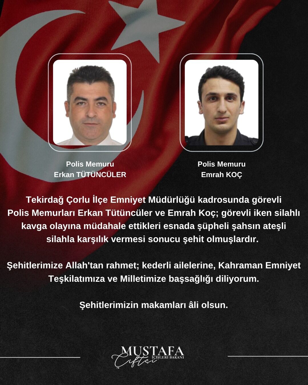 İçişleri Bakanı duyurdu: Kavgaya müdahale eden iki polis şehit!