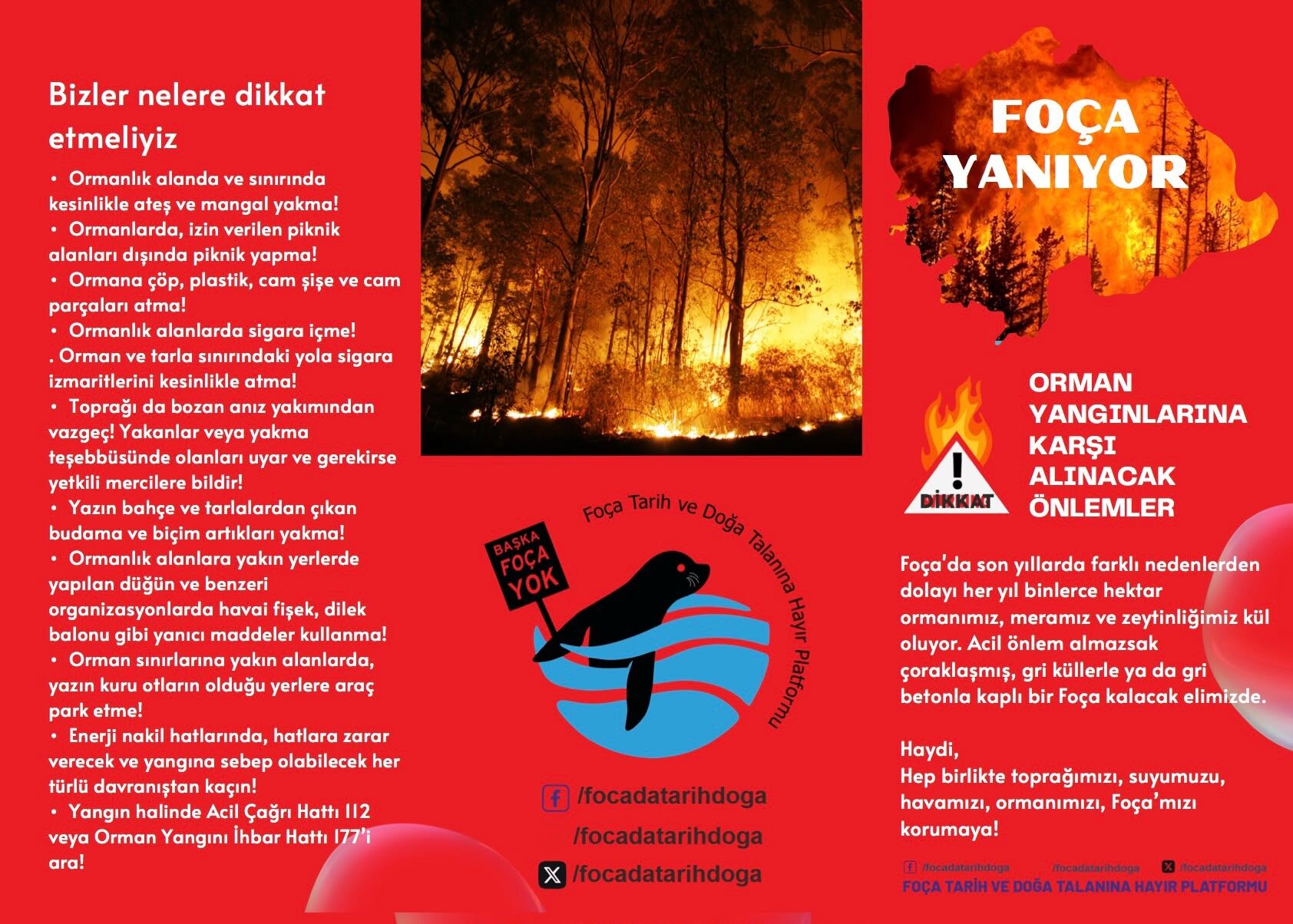 Foça’da orman yangınlarına karşı kampanya: En büyük sorumlu insan!