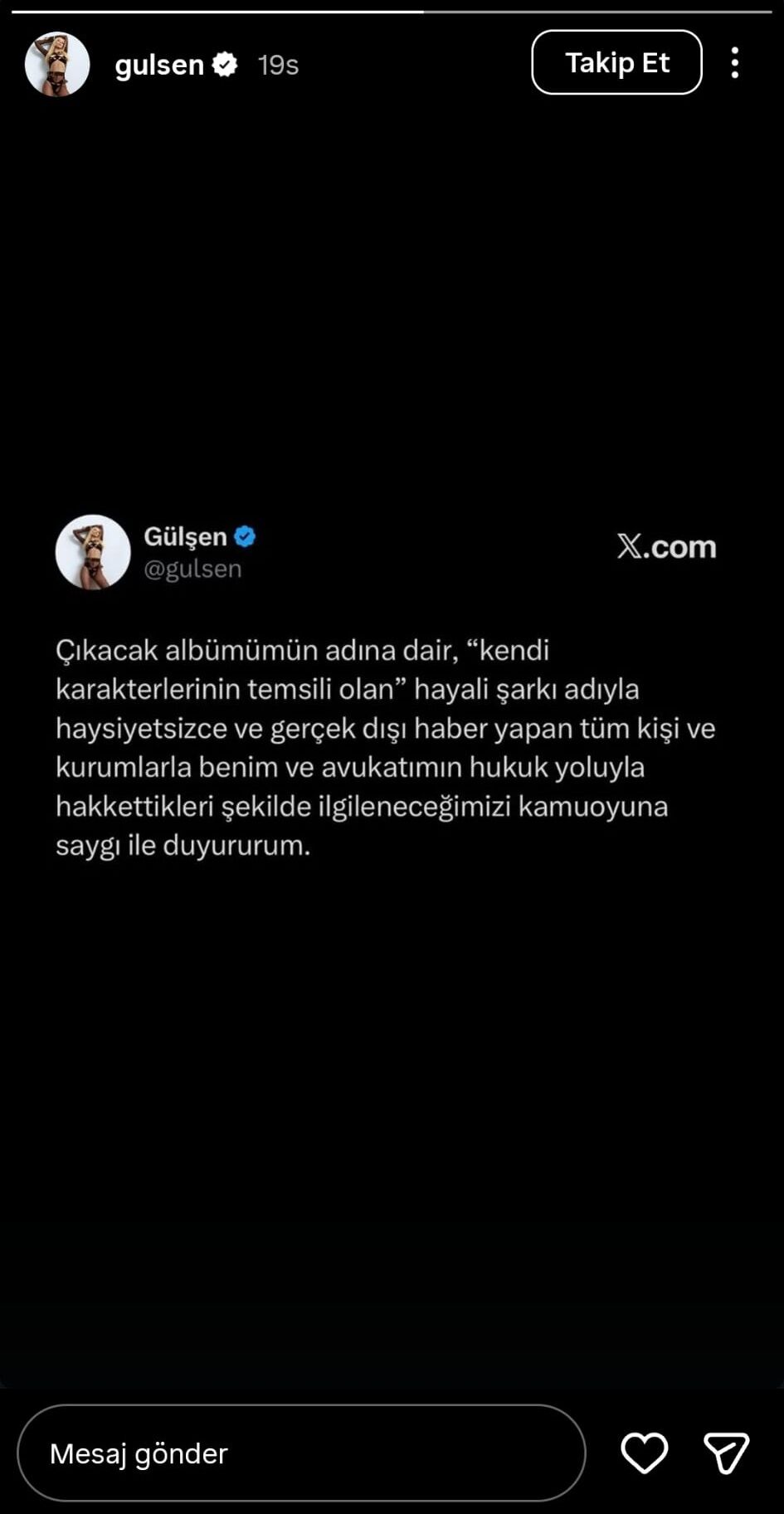 Gülşen'den yeni albüm iddialarına sert tepki: Haysiyetsizce!