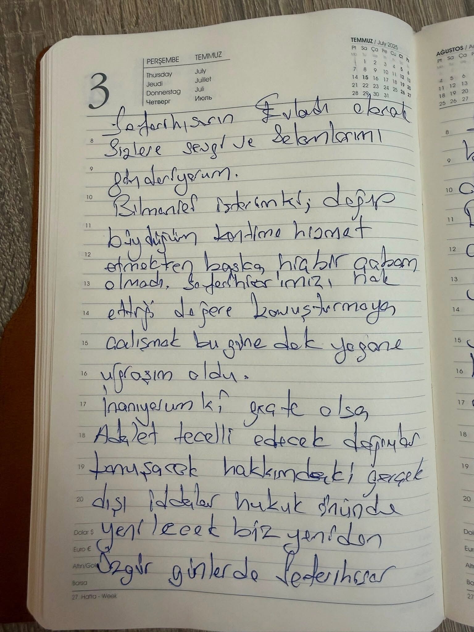 Cezaevindeki Yetişkin'den el yazılı mesaj: Geç de olsa adalet tecelli edecek-2