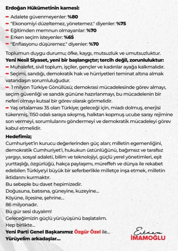 İmamoğlu’ndan ‘Yeni Parti’ açıklaması: Özgür Özel ile yürüyelim arkadaşlar