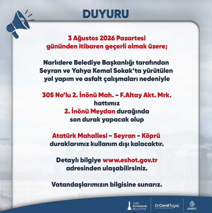 ESHOT duyurdu: O hatlarda durak düzenlemesi