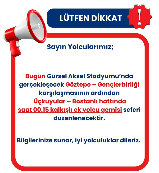 İZDENİZ’den Göztepe maçı için ek sefer düzenlemesi!