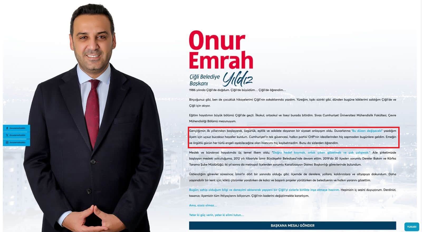 Çiğli Belediye Başkanı Onur Emrah Yıldız’ın Akp’ye Katılacağına Kesin Gözüyle Bakılırken, Belediyenin Resmi Web Sitesindeki Biyografisinden Chp Ile Ilgili Bölümleri Sessiz Sedasız Kaldırması Dikkat Çekti. Bu Hamleye