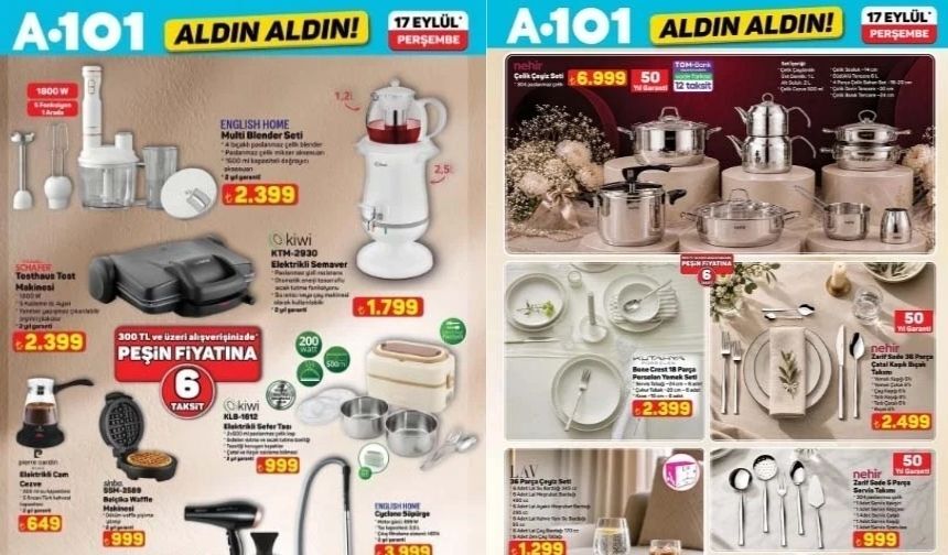 17 Eylül Perşembe A101 Aldın Aldın kataloğunda neler var? İşte indirimli ürünler!