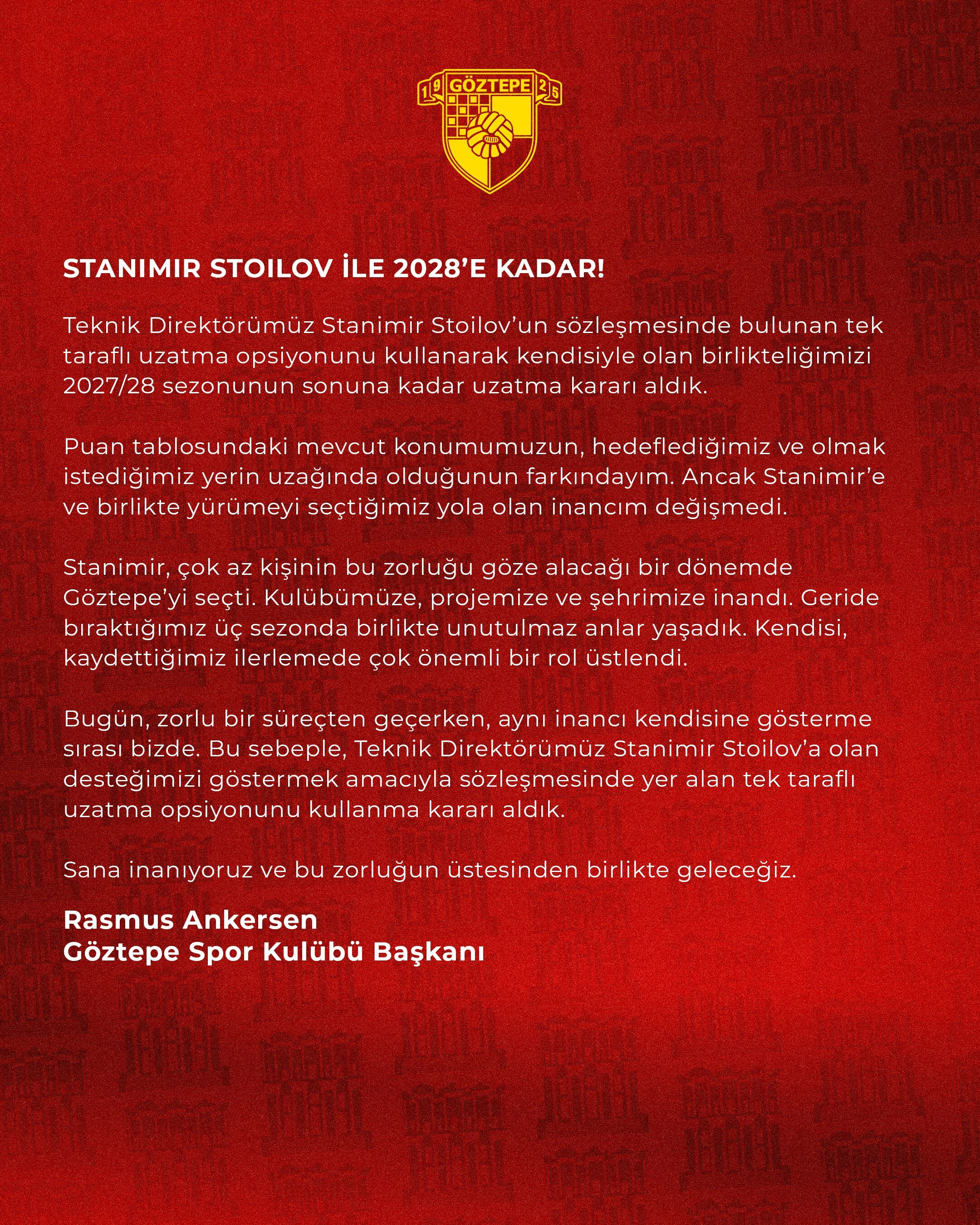 Göztepe’de Stoilov kararı: Sözleşmesi 2028’e uzatıldı!