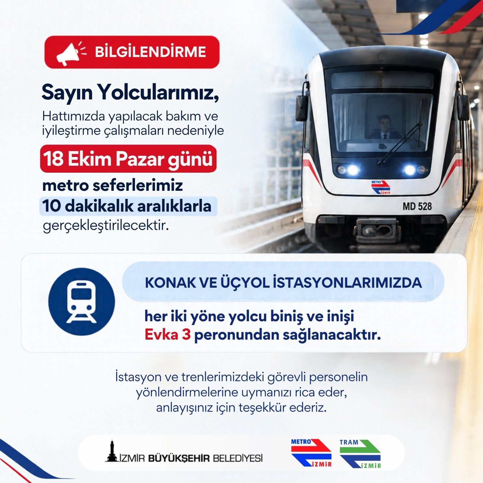 İzmir Metro’da seferler seyrekleşiyor: Bugün iki istasyona dikkat!-1