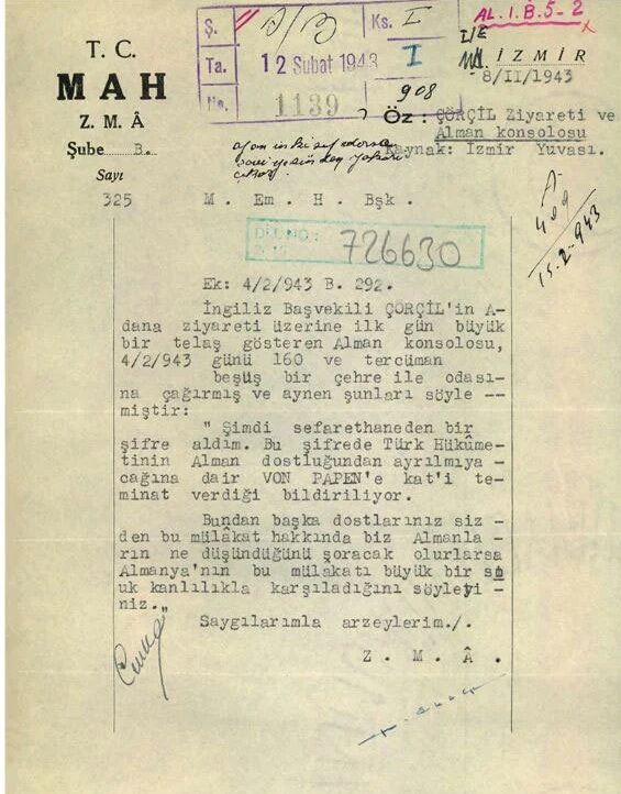 İnönü ile Churchill'in görüşmesine ilişkin belge paylaşıldı-1