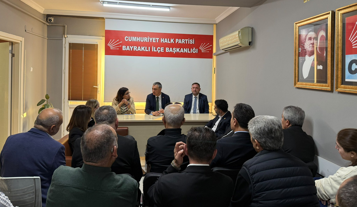 CHP Bayraklı İlçe Başkanı Gültekin'e Müslim Sarı'dan dayanışma ziyareti